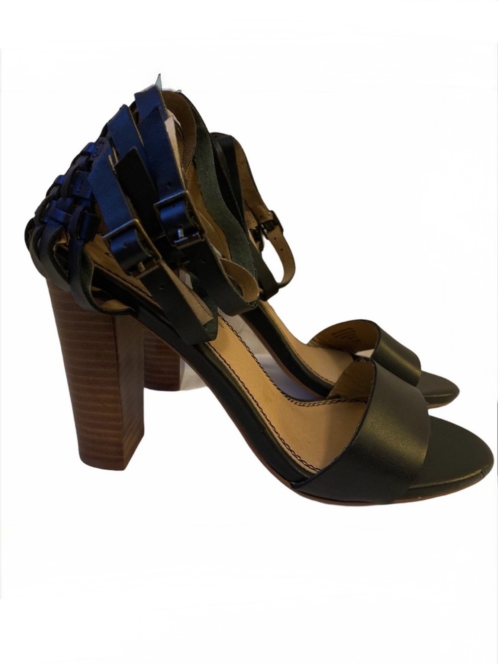 Splendid Jena 7.5 leather weave ankle strap heel